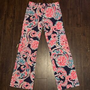 Lilly Pulitzer Pink and Blue Paisley Wide Leg Pants
